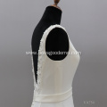 Customized simple style satin embroidery beaded long train white bridal gowns wedding dress